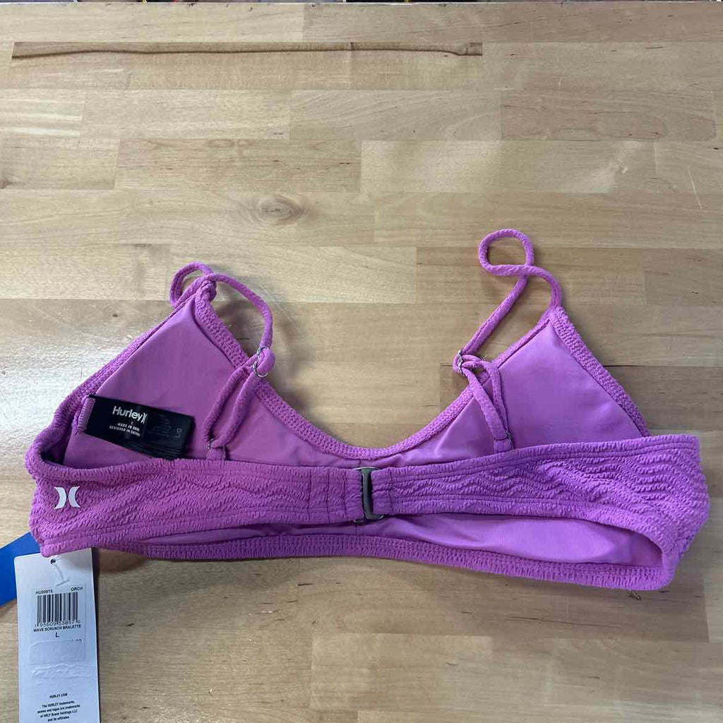 Hurley Size L Wave Scrunch Bralette Bikini Top - Orchid