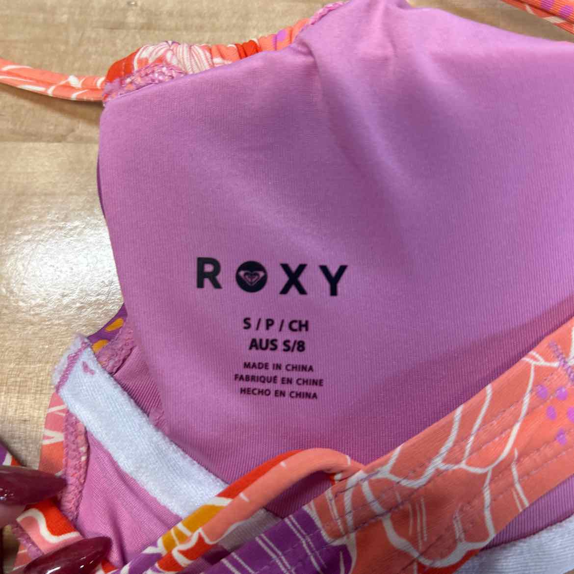 Roxy Size S Ruched Swim Bikini Top