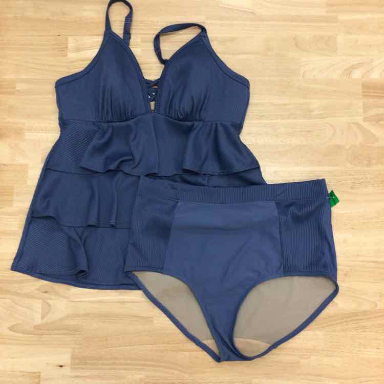Cacique Size 14 Blue Swimsuit Bottom/Top