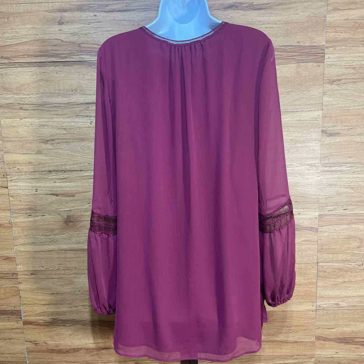 White House Black Market Size M Maroon Pink Boho Tunic Blouse