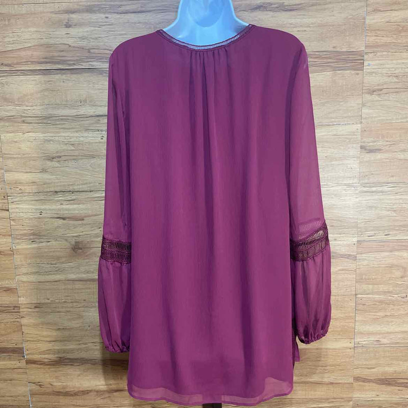 White House Black Market Size M Maroon Pink Boho Tunic Blouse