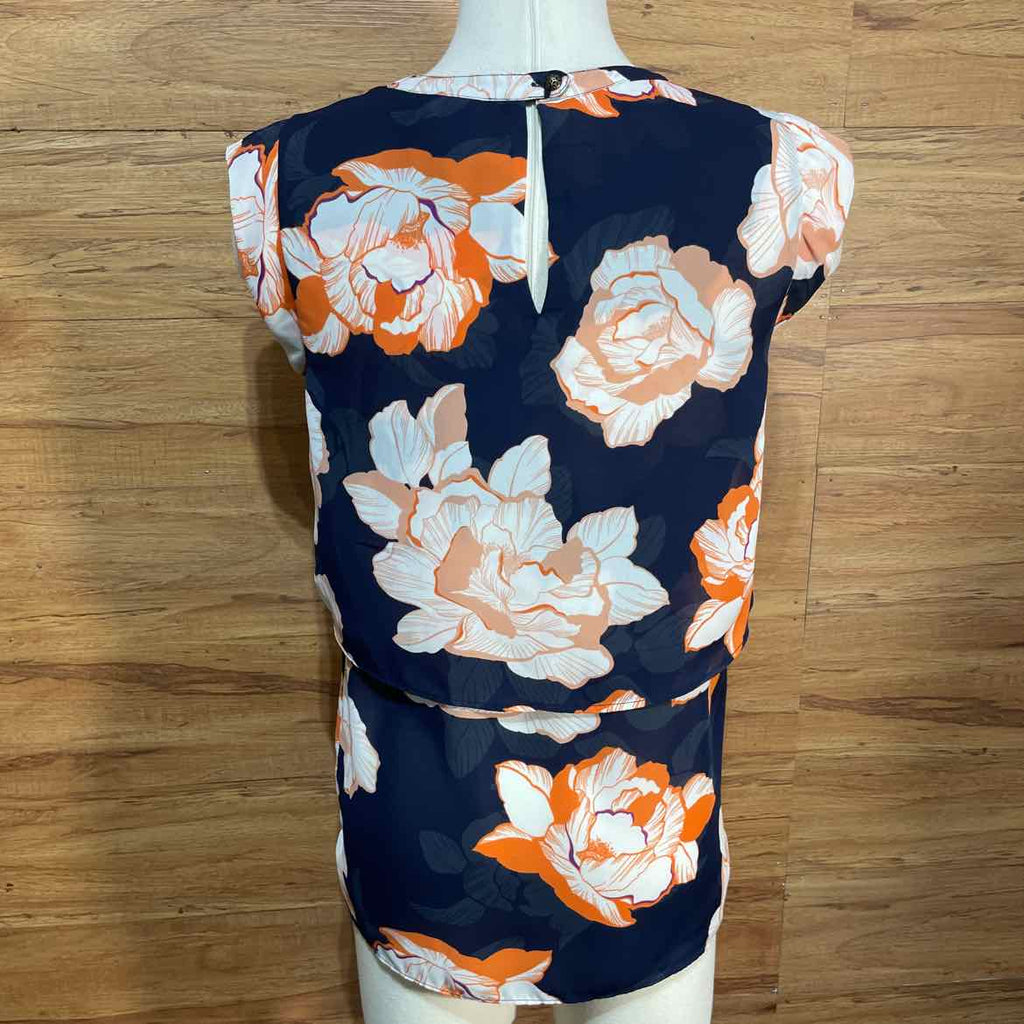 Cabi Size XS Blue & Orange Sleeveless Blouse