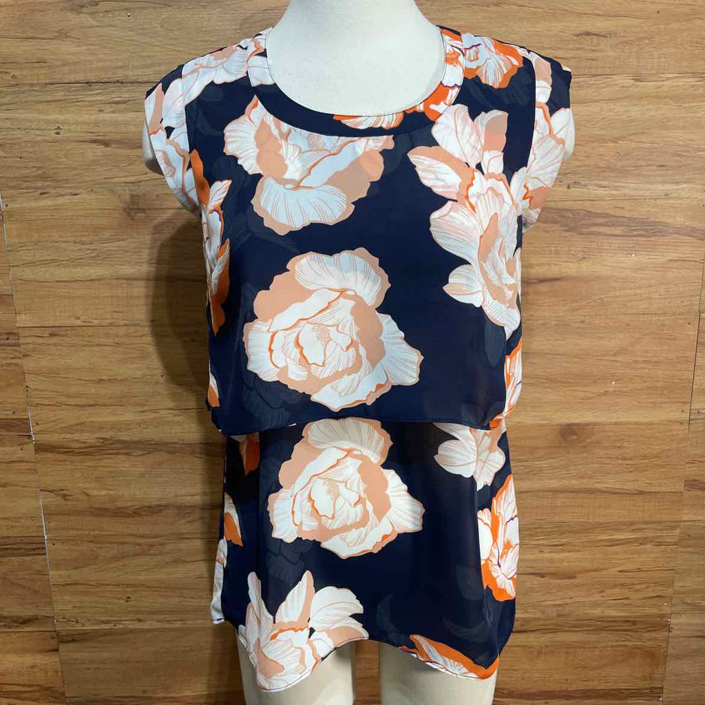 Cabi Size XS Blue & Orange Sleeveless Blouse