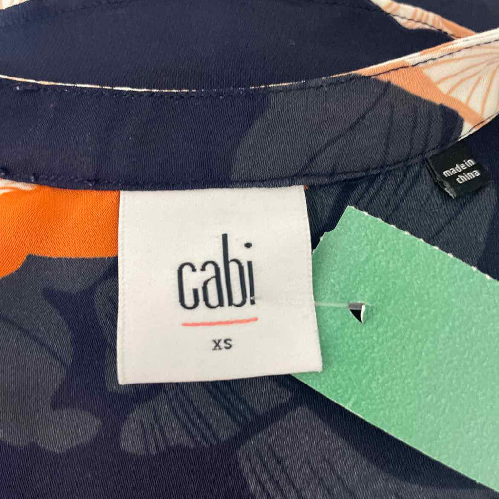 Cabi Size XS Blue & Orange Sleeveless Blouse