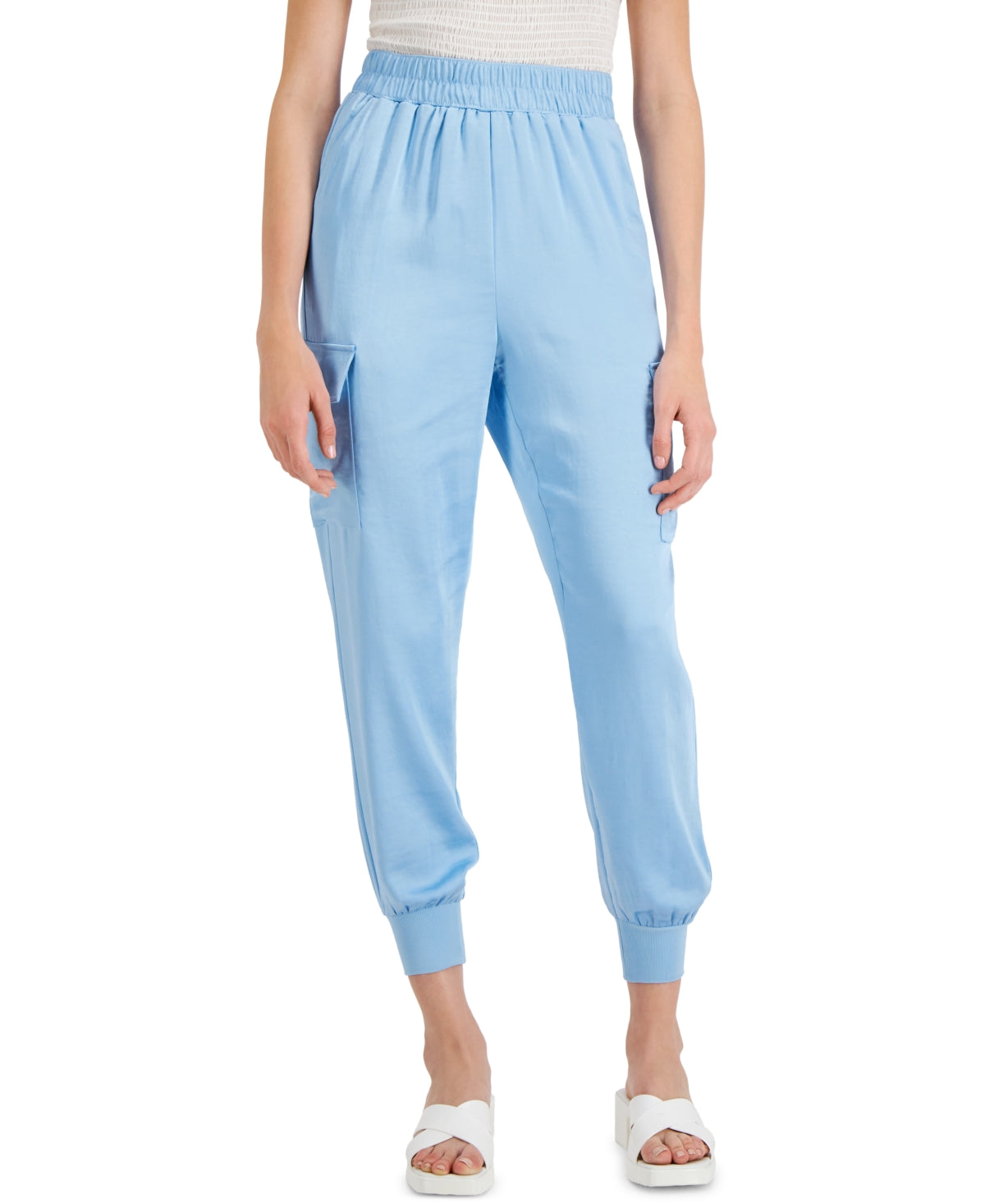 INC International Concepts Blue Size M Satin Jogger Pants NWT