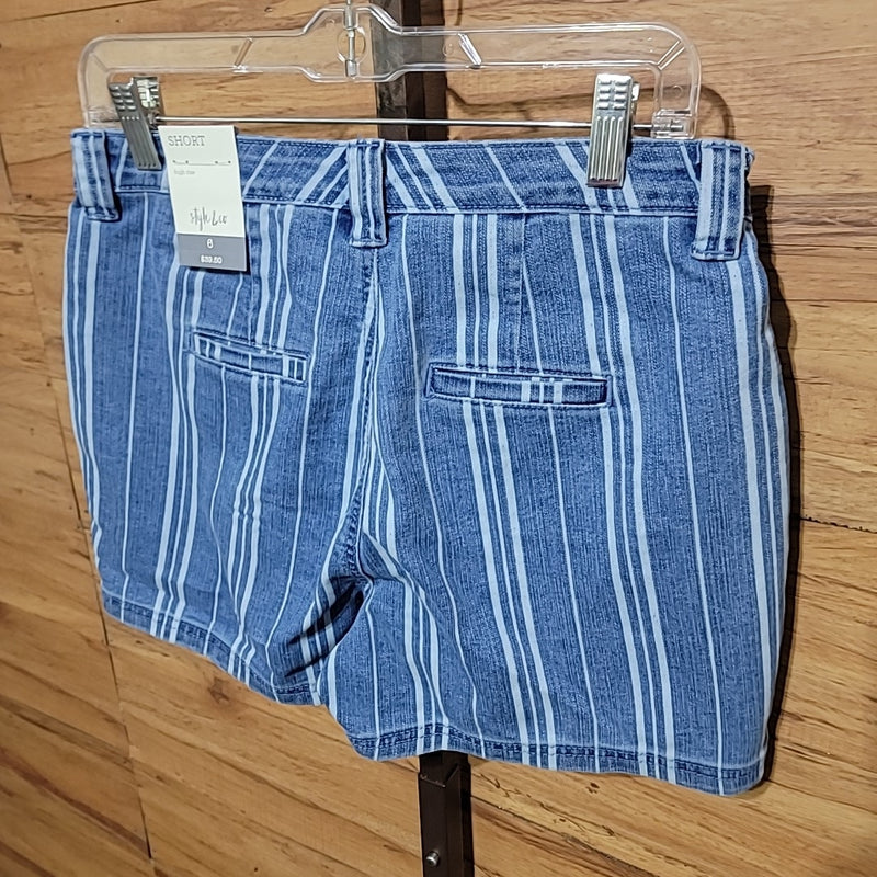 Style & Co. Size 6 Blue Stripe Denim Shorts NWT
