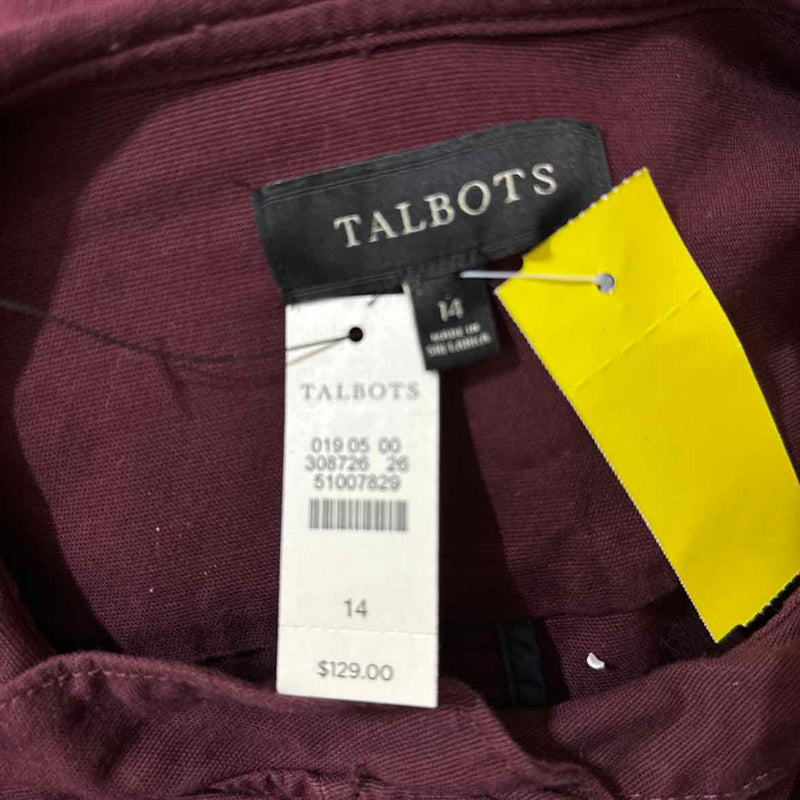 Talbots Maroon Size 14 Coat NWT