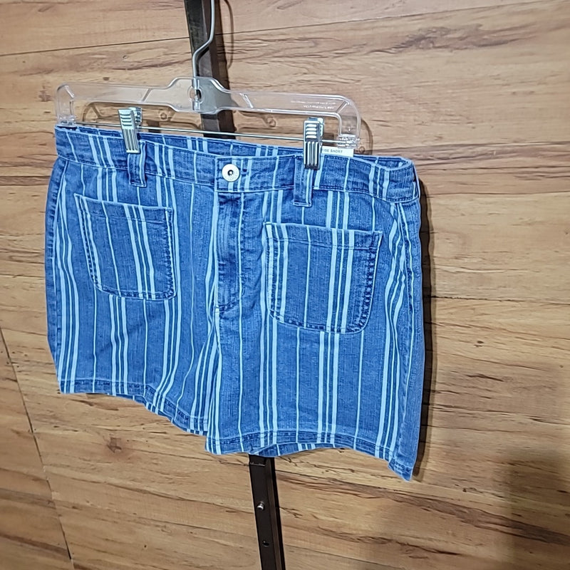 Style & Co. Size 12 Blue Stripe Denim Shorts NWT