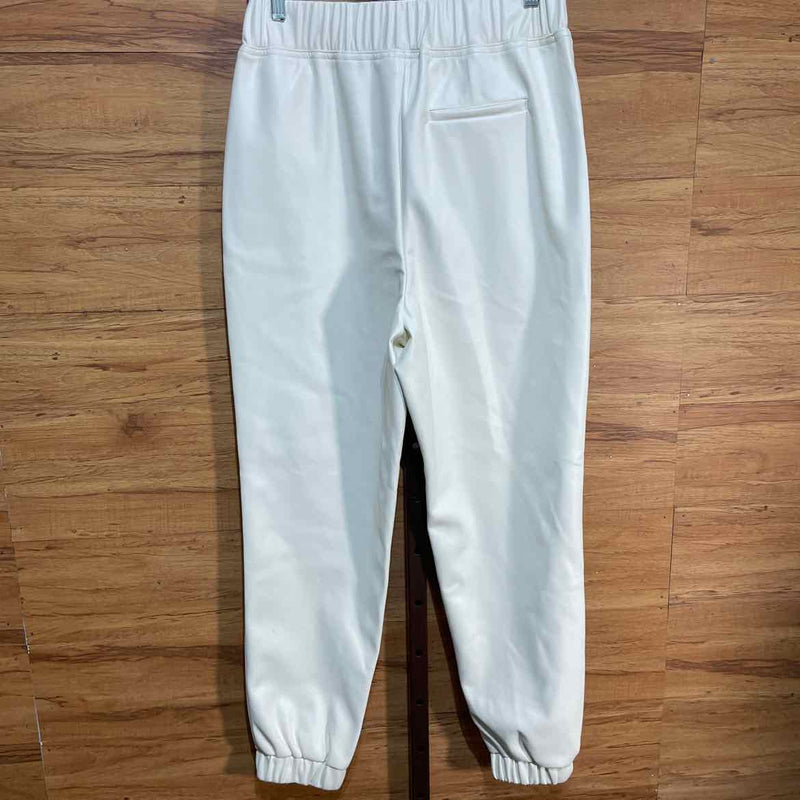 INC Size M White Faux Leather Ankle Jogging Pants