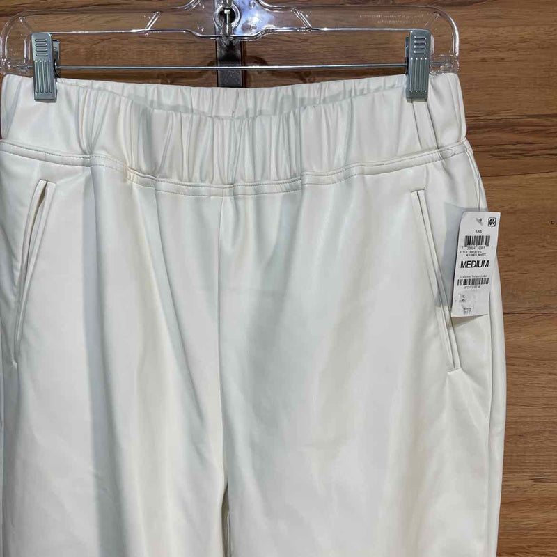 INC Size M White Faux Leather Ankle Jogging Pants NWT
