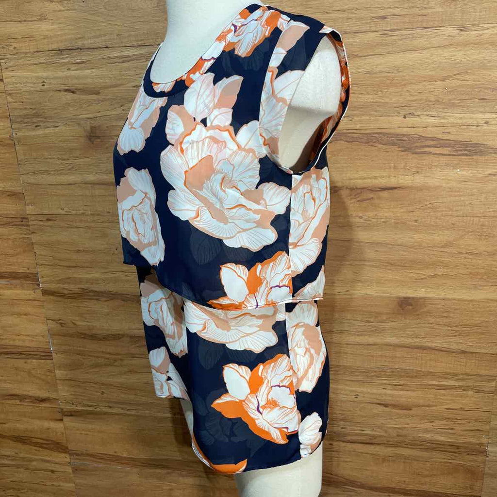 Cabi Size XS Blue & Orange Sleeveless Blouse