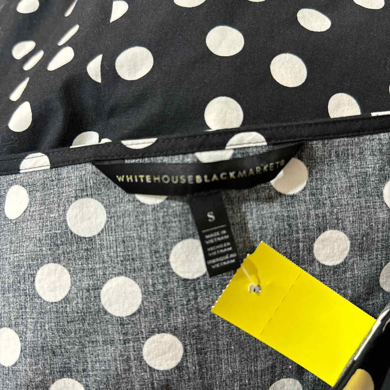 White House Black Market Size S Black White Polka Dot Wrap Blouse