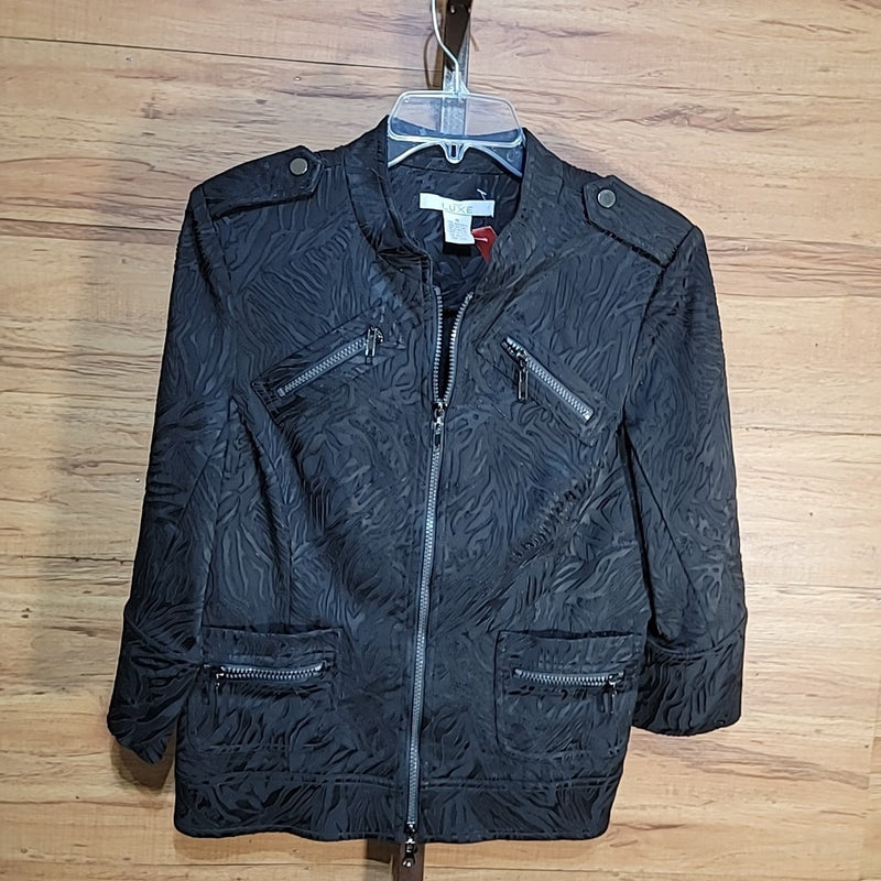 Cache Luxe Textured Black Size M Moto Jacket