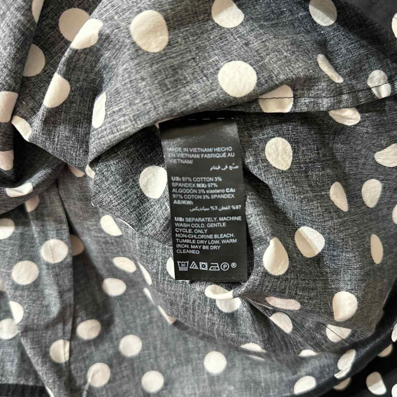 White House Black Market Size S Black White Polka Dot Wrap Blouse